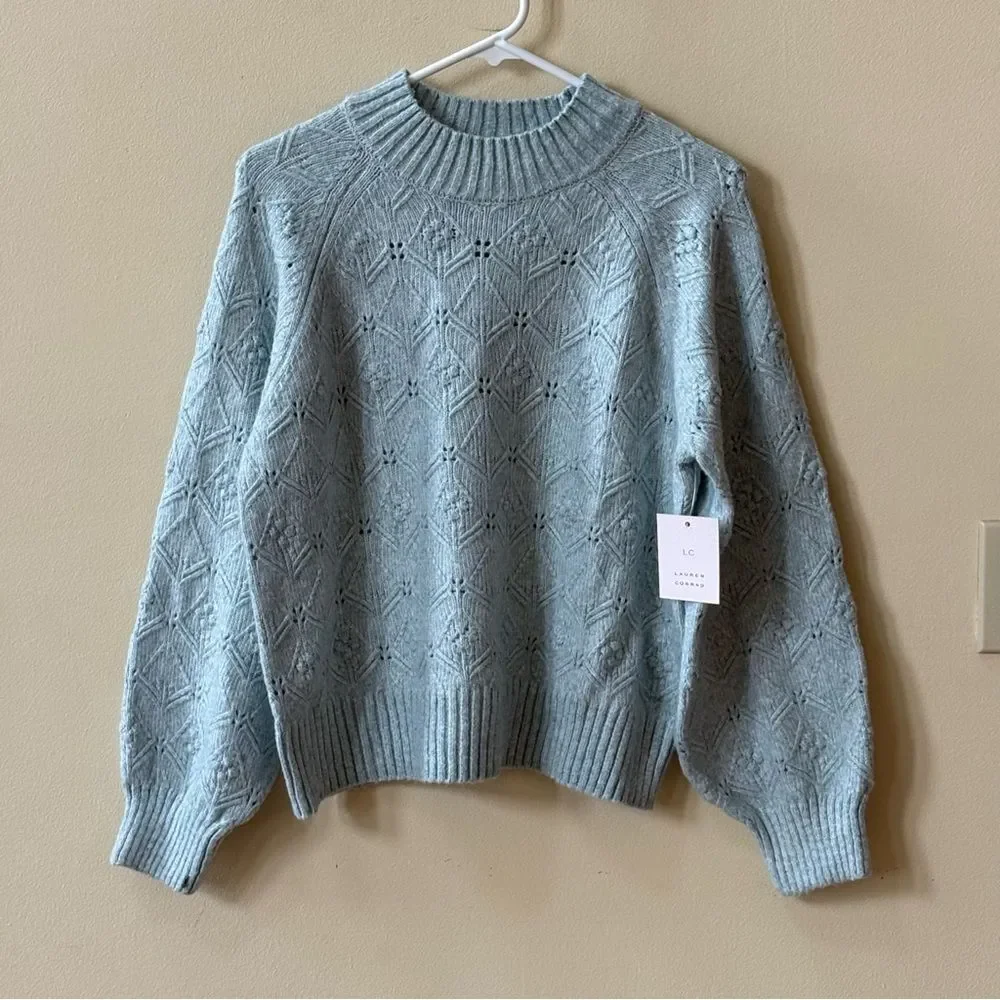 Lauren Conrad Balloon Sleeve Mock Neck Sweater - Picture 4 of 7